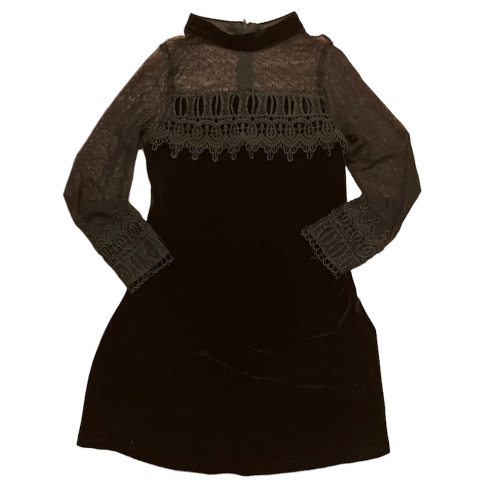 Rare Editions Black Velvet Dress Size 10
